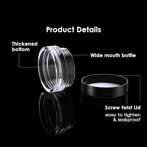 Eternal Moment 50 Pack 3G Sample Containers with Lids Cosmetic Small Jars - color: Black Lid, size: 0.1 Ounce
