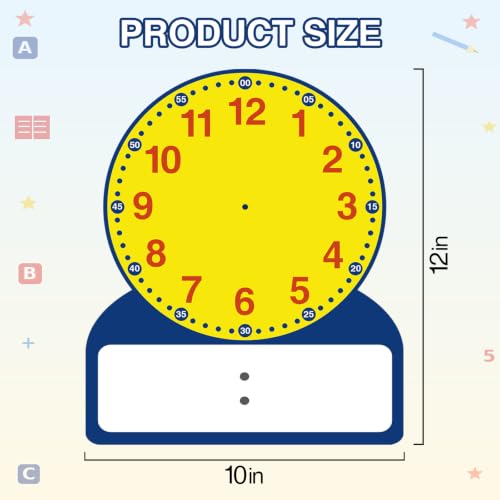 Magnetic Dry Erase Teaching Clock, Analog & Digital Time - size: 12x10" Rectangle