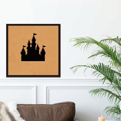 CRASPIRE Castle Pin Board 11.8x11.8In Thick Cork Board Square Wall Mounted Framed Bulletin Display Badge Wooden Decorative Corkboard Memory Memo Brooch Lapel Storage Jewelry for Home Classroom Wedding - style: Square Castle