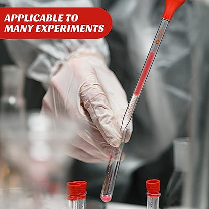 Weewooday 8 Pcs 10 ml Glass Droppers Pipettes with Rubber Bulb Stir Rod Red - color: Red, size: 10 ml