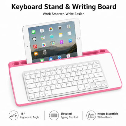Glass Desktop Whiteboard,Dry Erase Board Buddy Keyboard Stand - color: Pink