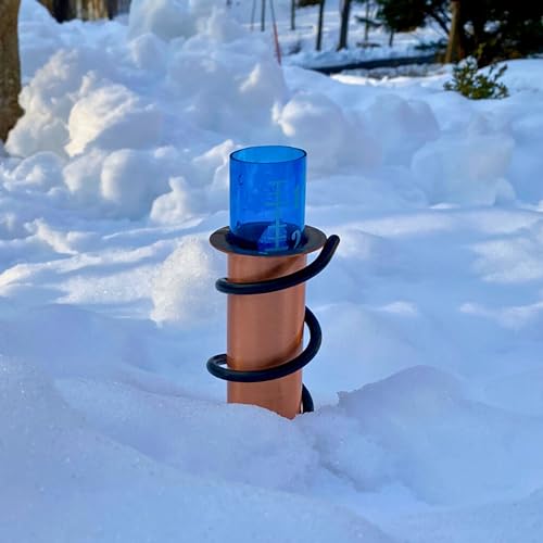WCRG Copper Rain Gauge for Yard, Steel Stake - Outdoor Sprinkler Gauges, Shatterproof, Winter-Safe, Accurate, Decorative - The Original Floating Rain Gauge, USA Assembled & Designed - size: Stake