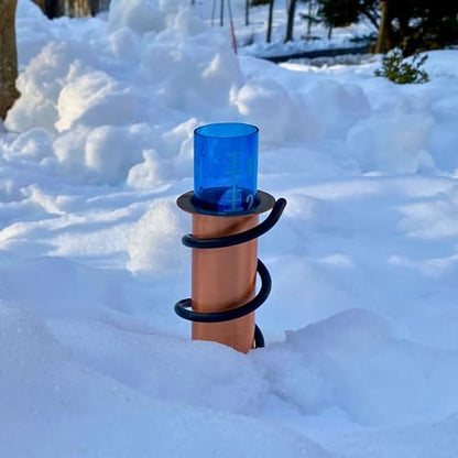 WCRG Copper Rain Gauge for Yard, Steel Stake - Outdoor Sprinkler Gauges, Shatterproof, Winter-Safe, Accurate, Decorative - The Original Floating Rain Gauge, USA Assembled & Designed - size: Stake