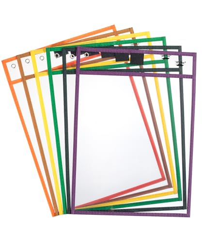 Mr. Pen- Reusable Dry Erase Pocket Sleeves, 10" x 14", 6 Pack, Colorful - color: Vintage, size: 6 Pack