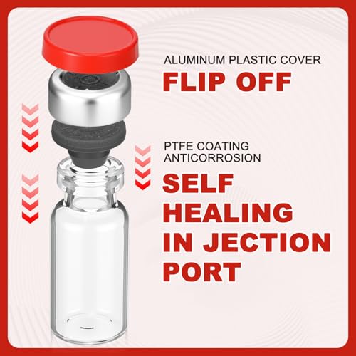 40 Pcs 3ml Sterile Vials Empty Vials for Injection, Red Lid - color: Red Lid
