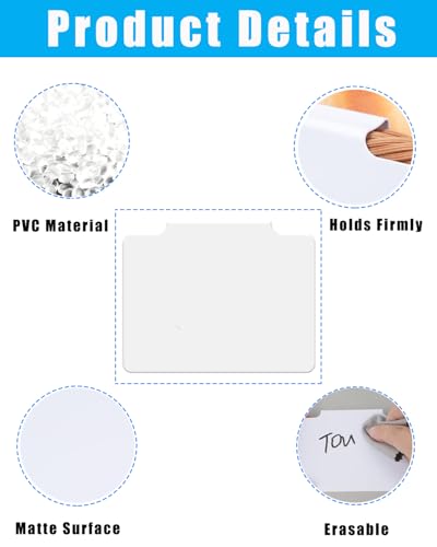 Basket Labels Clip On, 30 Pcs Erasable Clip On Labels for Storage Bins with 2 Chalk Marker (White Bin Clips)