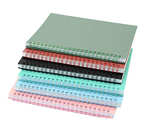 Yansanido Spiral Notebook, 6 Pcs A5 Thick Plastic Hardcover 8mm Ruled 6 Color 80 Sheets -160 Pages Journals for Study and Notes (6 colors, A5 5.7" x 8.3"-Ruled)