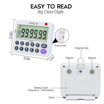 AIMILAR Magnetic Digital Kitchen Timer with Direct Numerical Keypad, Loud Alarm - 99Hr Countdown Count Up Timer for Cooking Baking Classroom, Batteries Included - color: Purple-1