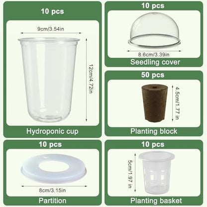 10 Set Seed Starter Cup Kit with Dome,Self Watering Propagation Cups