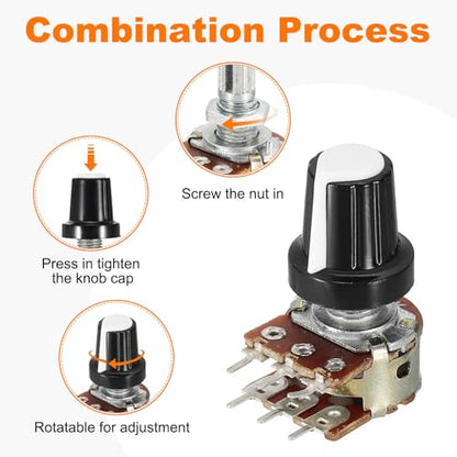 MECCANIXITY 5 Set WH148 B1K Ohm Potentiometer Kit 20mm Shaft White - size: 20mm, style: B1K