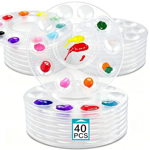 Hulameda 40pcs Clear Art Paint Tray Palette for Kids or Pupils to Painting - color: 40pcs-clear