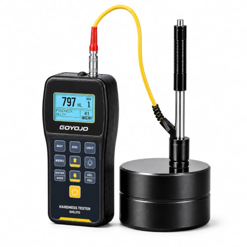 GOYOJO Portable Leeb Hardness Tester -,Hardness Testing Equipment Kit with Test Block, Copper, 7-in-1 HL, HV, HB, HRC, HRB, HRA, HS