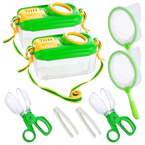 2 Sets Bug Catcher for Kids, Bug Catching Kit Gifts with Butterfly Net Toys - color: Green