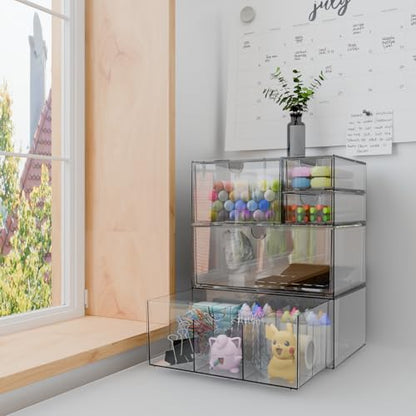 Clear 5-Drawer Stackable Desk Organizer Storage Set - size: 5 drawer clear
