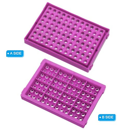 PATIKIL 96 Wells PCR Tube Rack for 0.2ml Test Strips Tubes, 4 Pcs Waterproof Filling Tray Centrifuge Tube Holder, Green, Yellow, Purple, Blue - color: Green/Yellow/Purple/Blue