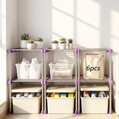 BLULEE Expandable Standing Shelf Unit, Adjustable Storage Rack Purple - color: Purple