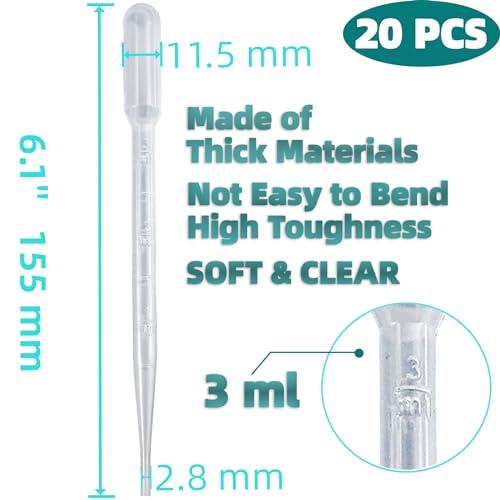Zkupanx 20-Pack 3mL Disposable Plastic Dropper Pipettes for Resin & Oils - size: 3 mL