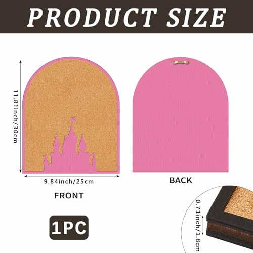 CRASPIRE Pink Castle Pin Cork Board 11.8x9.8In Wall Mounted Framed Bulletin Decorative Corkboard Display Badge Memory Memo Brooch Lapel Pin Holder Storage for Home Office School Classroom Wedding - style: Pink Castle