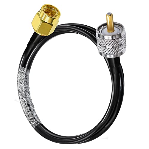 TUOLNK RG58 SMA to UHF PL259 Jumper Cable, 3.3ft(1M) SMA Male to SO239 Male Antenna Pigtail, Low Loss 50 Ohm Coax for CB & Ham Radio - size: 3.3ft
