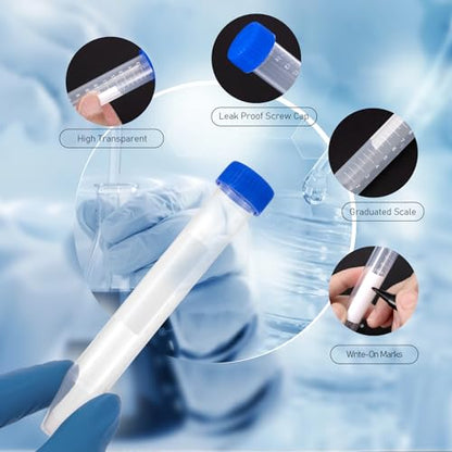 15ml Conical Centrifuge Tubes, 100 Pack with 2Pcs Rack