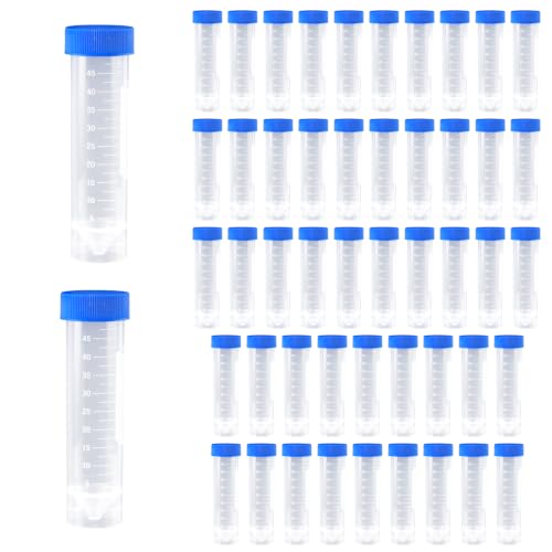 Antrader 50mL Plastic Graduated Centrifuge Tubes w Screw Cap(Blue,50 PCS) - color: Blue, size: 50mL