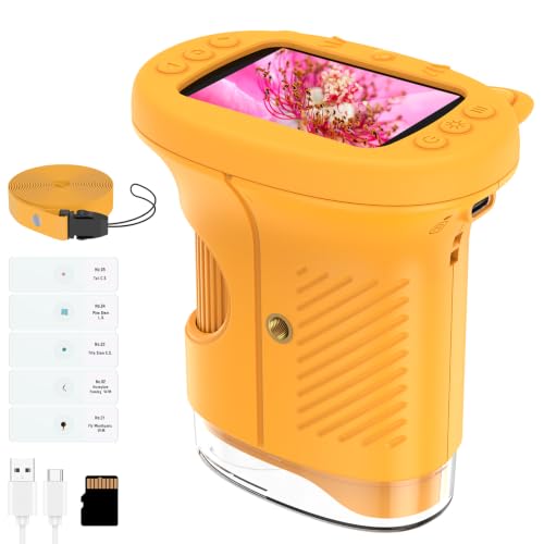 Kids Handheld Digital Microscope 1000X: Science Gift Kit STEM Toy Ages 5-13 - color: Yellow