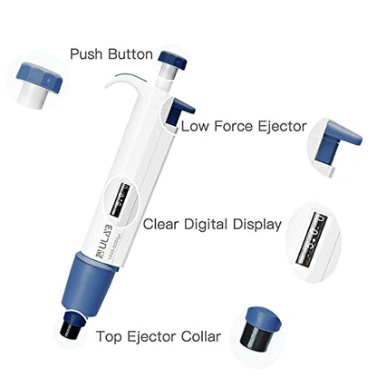 ULAB Single Channel Pipettor with Pipette Tips Offered, 1pc of Adjustable Volume Micro Pipette with Vol.Range.1000-5000μl, 250pcs of Vol.5000μl Pipette Tips in Neutral Color, ULH1022 - style: 1000-5000μl & 250 Tips