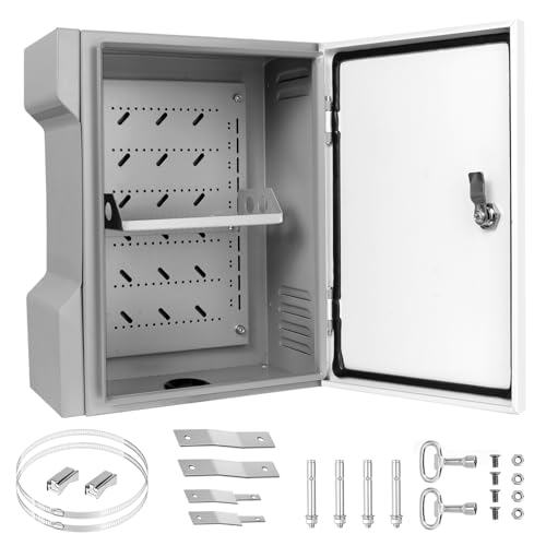 Electrical Junction Box Metal 15.7"x13.8"x5.9" Waterproof Steel Enclosure Weatherproof Project Box with Internal Mounting Panel Hinged Cover - size: 15.7"x13.8"x5.9"