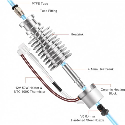 5Aplusreprap Assembled I3 Mega V5 Upgrade Hotend with Ceramic Heatblock Kit - size: set C
