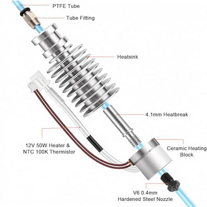 5Aplusreprap Assembled I3 Mega V5 Upgrade Hotend with Ceramic Heatblock Kit - size: set C