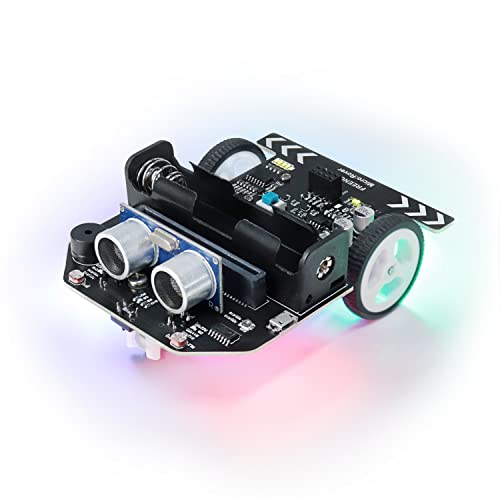 Freenove Micro:Rover Kit for BBC micro:bit (Not Included, Works with V1 & V2), Obstacle Avoidance, Light-tracing, Line-tracking, Remote Control, Playing Melody, Colorful lights, Blocks and Python Code - color: Without Micro:bit