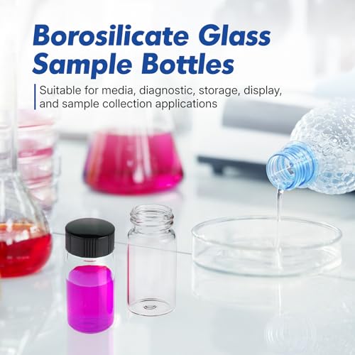 30mL Glass Sample Vial, 24mm Screw Cap with PE Liner, 100-Pack - size: 30ml