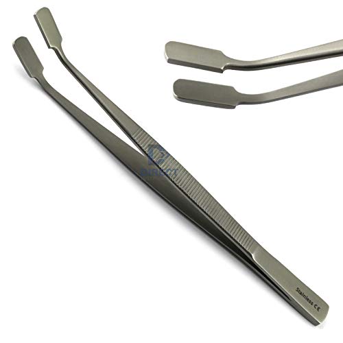 2Pcs Set Cover Glass Forceps Microscope Slides Handling Coverslips Lab Tweezers Straight Offset Bent