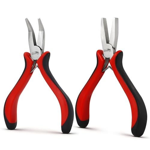 2-Piece 5 Inch Bent & Flat Nose Plier, Small Jewelry Pliers Set