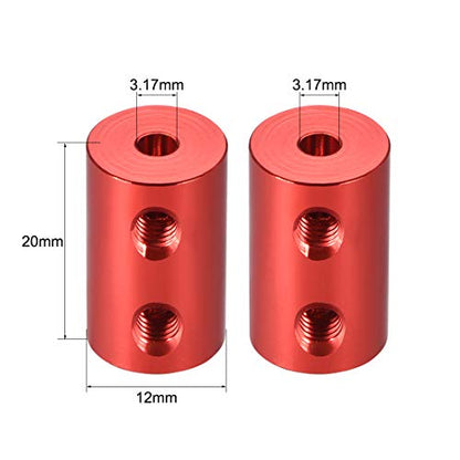 uxcell 1/8 inch to 1/8 inch Bore Rigid Coupling Set Screw L20XD12 Aluminum Alloy,Shaft Coupler Connector,Motor Accessories,Red,2pcs - size: 3.17mm to 3.17mm