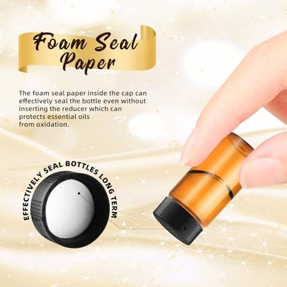 100 Pack,Glass Essential Oil Bottle with Screw Caps,Empty Refillable Travel Glass Liquid Sample Vial Labs Preservation Storage Leakproof Vials Test Container with Black Screw Caps (Amber, 20ml) - color: Amber, size: 20ml