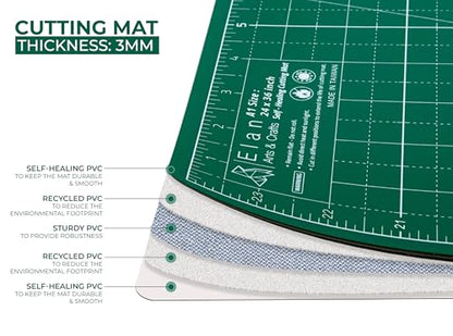 Elan Cutting Mat 36x60 Green, Extra Large Self Healing Cutting Mat 36 x 60 Inch, 5-Ply Craft Board Green, Hobby Board for Sewing and Quilting - style: 60 x 36"