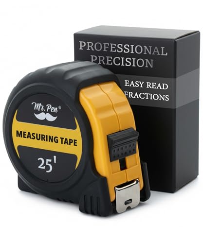 Mr. Pen- Retractable Tape Measure 25 ft, Yellow, Easy Read - color: Yellow, size: 1 pcs