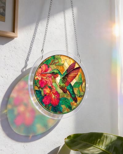 KaayeeWood Acrylic Suncatcher Puzzle, Emerald Flame Hummingbird-14.9 in - color: Emerald Flame Hummingbird, size: 14.9 in