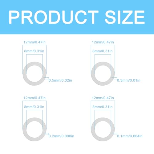 M8x12mm Stainless Steel Shim Rings, Precision Spacing Washers - size: M8x12