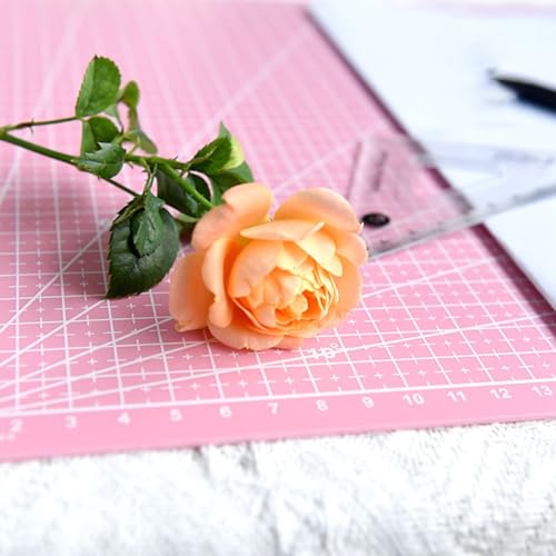 A5 Self-Healing Cutting Mat, Double-Sided Craft Mat with Grid Lines, Precision Rotary Cutting Board for Office Desk, Art Craft, Sewing, Hobby, and DIY Projects ﻿ (Pink) - color: Pink