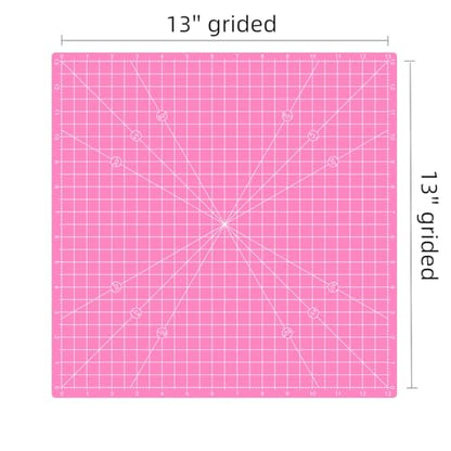 Rotating Self Healing Cutting Mat 14"x14" (13" Grid), Square Sewing Cutting Mat Board Perfect for Fabric Quilting & Art Projects, Pink - color: Pink