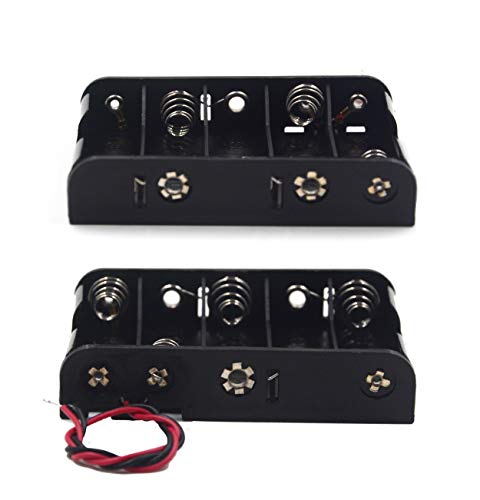 (Pack of 2 5 AA Battery Holder with Leads, 5 AA Battery Holder with Wires