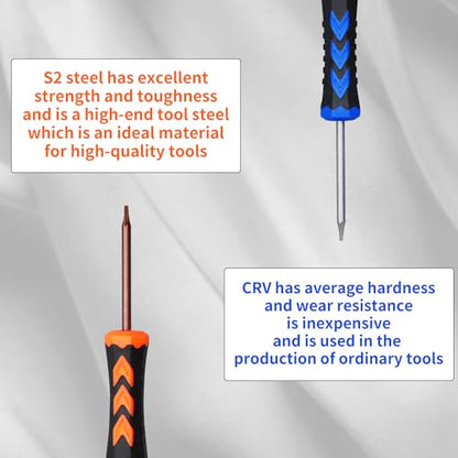 HengTianMei 18-Piece S2 Precision Screwdriver Set with Case- Torx, Phillips, Flat Head, Triangle, Hex, Micro Magnetic Screwdriver Repair Tool Kit for Computer, Phone, PC, Laptop, Eyeglass, Xbox