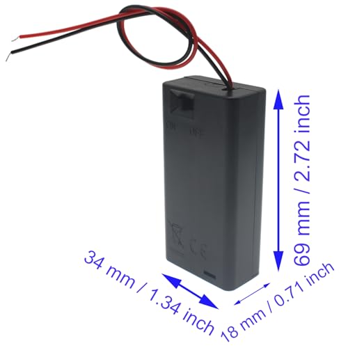 6 PCS 2 Slots AA Battery Holder Bundle with Switch and Leads Plastic AA Battery Case 2 X 1.5 V AA Battery Storage Box with Cap - size: 2 Slots