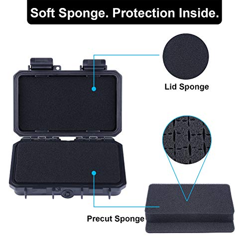 Lykus HC-1510 Mini Hard Case Dry Box with Foam, Inner Size 5.39*2.99*1.3in - color: Black, size: HC-1510