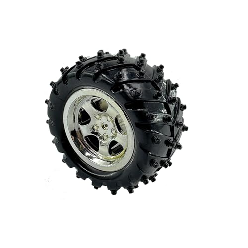 4PCS Toy Car Wheel Plastic Model Toy Tire Wheel with Metal Shaft Round Rod Axles for RC Car Truck Robot DIY Model Toy Parts (3x55mm)