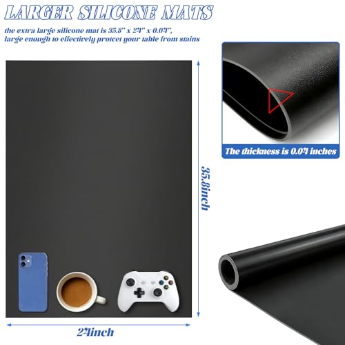 VOKOY Large Silicone Mat for Crafts, 48"x24", Extra Large Silicone Mats,Thick Black Silicone Mat for Kitchen Countertop, Heat-resistant Washable Large Silicone Pastry Mat for Crafts Painting Baking - color: Black, size: 48"L x 24"W