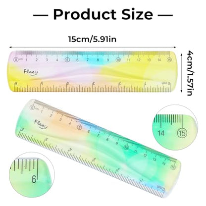 Grevosea 2 Pieces Flexible Rulers 6inch Plastic Ruler with Centimeters and Inches Soft Bendable Ruler for Kids and Adults School Classroom Office Supplies Measuring Tools (Green) - size: 6inch-Green