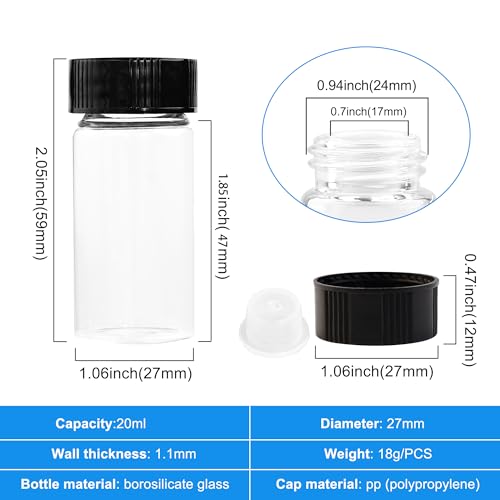 20ml Clear Glass Vials with Screw Caps 30PCS - style: 20ml-30pcs